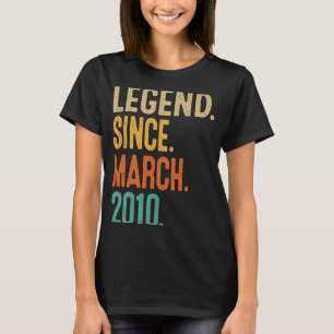 13th Birthday Legend Since March 2010 13 Year Ol T-Shirt