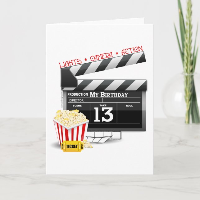 13th Birthday Movie Party Card (Front)