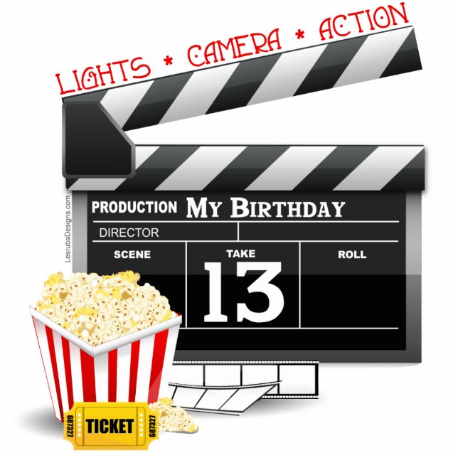 13th Birthday Movie Party Standing Photo Sculpture (Front)