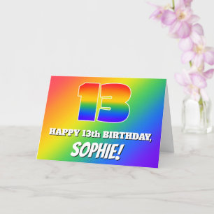 13th Birthday: Multicolored Rainbow Pattern # 13 Card