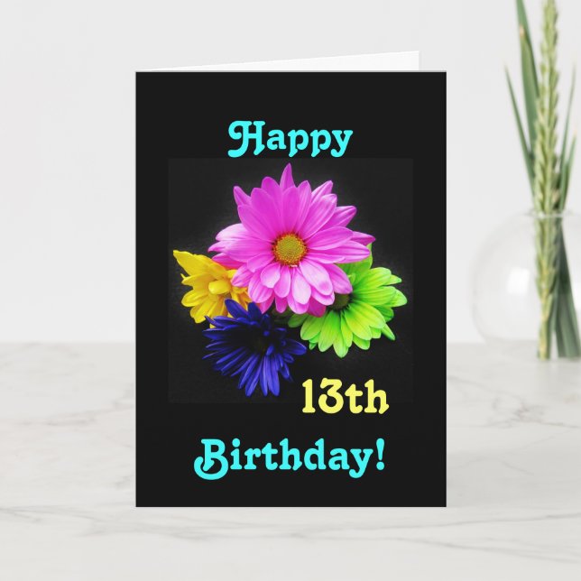 13th Birthday Neon daisies Card (Front)