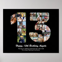 13th Birthday Number 13 Custom Photo Collage