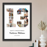 13th Birthday Number 13 Custom Photo Collage Poster<br><div class="desc">Celebrate your teen's milestone 13th birthday with this personalised number 13 photo collage poster. This customisable gift is a perfect way to display precious memories from your child's first year. The poster features a collage of photos capturing those special moments, and it can be customised with your child's name and...</div>
