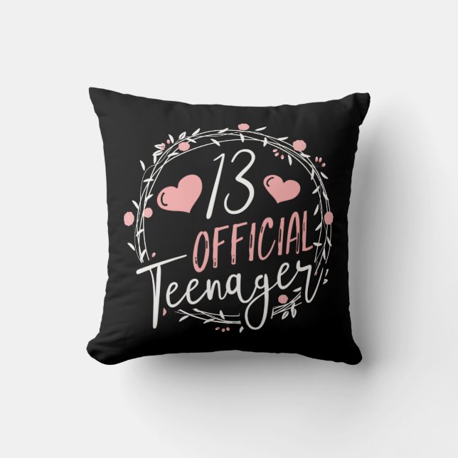 13th Birthday Official Teenager 13 Years Old Girl Cushion (Front)