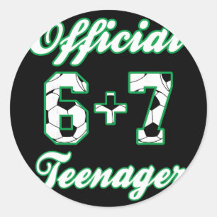 13th Birthday Official Teenager Funny Soccer 6+7 M Classic Round Sticker