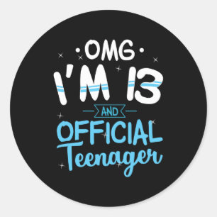 13th Birthday Official Teenager Gift Classic Round Sticker