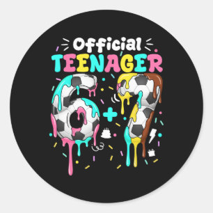13th Birthday Official Teenager Six Seven 6+7 Boys Classic Round Sticker