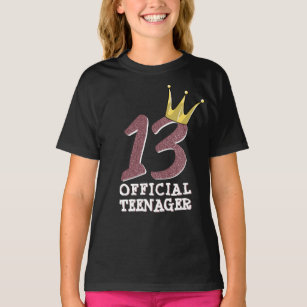 13th Birthday Official Teenager Teen Girl Crown T-Shirt