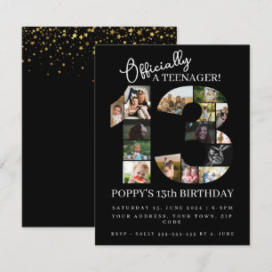 13th birthday officially a teenager photo collage invitation
