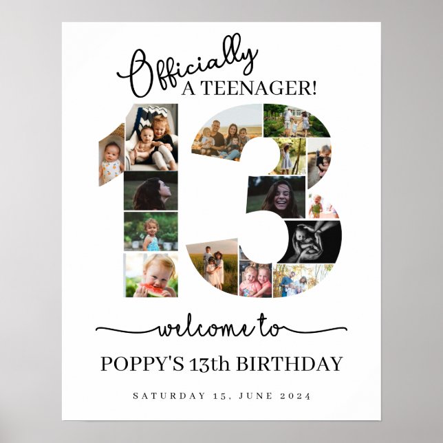 13th birthday officially a teenager photo collage poster (Front)