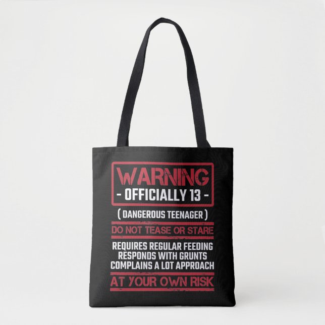 13th Birthday Officially Teenager 13 Year Old Kid Tote Bag (Front)