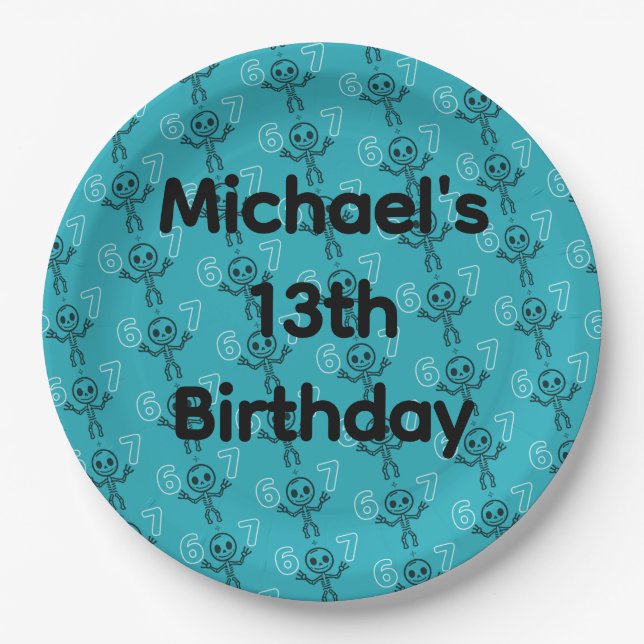 13th Birthday Party 6 7 Cake Paper Plate (Front)