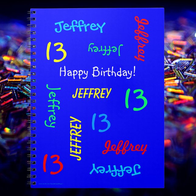 13th Birthday Party Blue Guest Book, Repeat Name Notebook (Creator Uploaded)