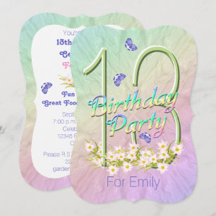 13th Birthday Party Butterfly Garden Invitations