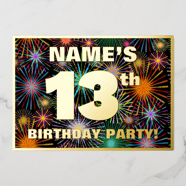 13th Birthday Party — Fun, Colorful Fireworks Look (Front)