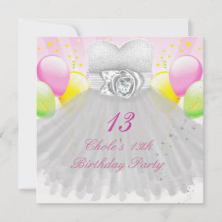 13th Birthday Party Girls 13 Teen Invitation