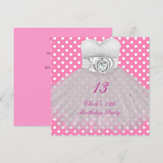 13th Birthday Party Girls 13 Teen Invitation (Front/Back)