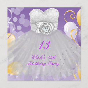 13th Birthday Party Girls 13 Teen Invitation