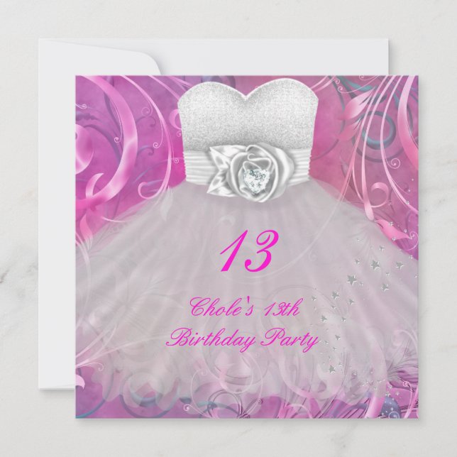 13th Birthday Party Girls 13 Teen Invitation (Front)