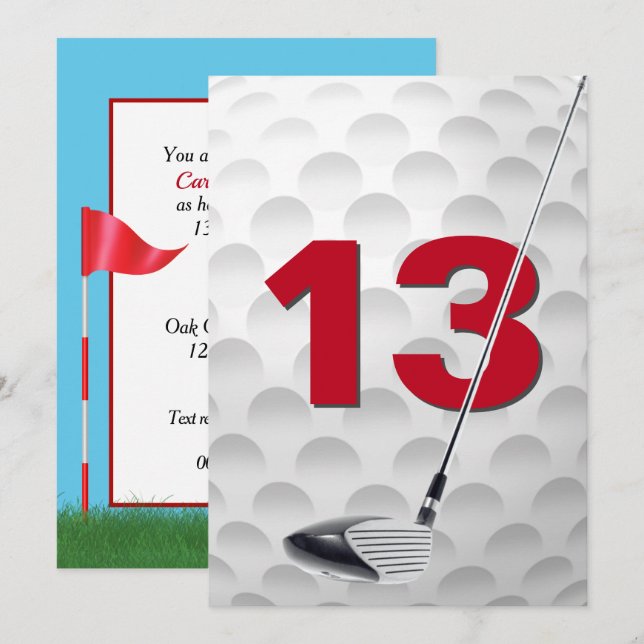 13th Birthday Party Golf Theme Invitation (Front/Back)