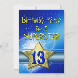 13th Birthday party Invitation for a Superstar.
