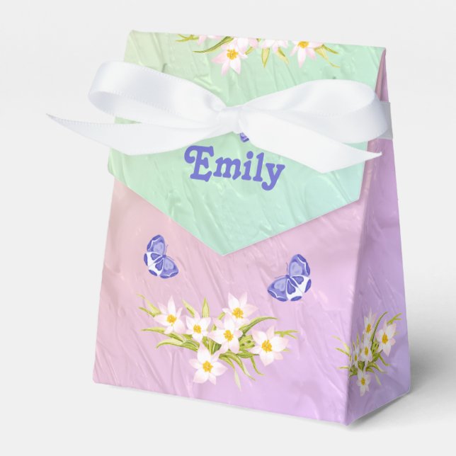 13th Birthday Party Rainbow Butterflies Favour Box (Front Side)