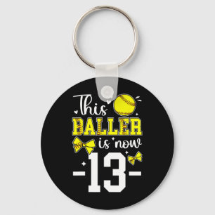 13th Birthday Party Softll Girl Thirteen Year Old  Key Ring