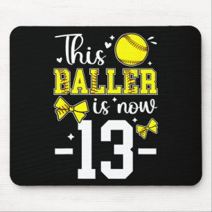 13th Birthday Party Softll Girl Thirteen Year Old Mouse Mat