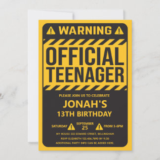 13th Birthday Party Teenage Boy  Invitation