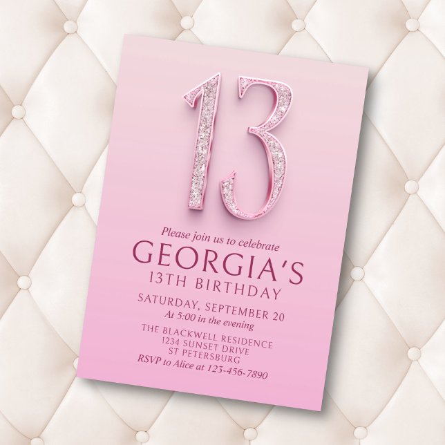 13th Birthday Pink Diamonds Invitation (Creator Uploaded)
