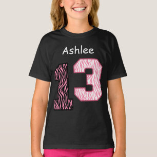 13th Birthday Pink Zebra Custom Name V024 T-Shirt