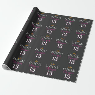 13th Birthday Princess Girl Official Teenager Wrapping Paper