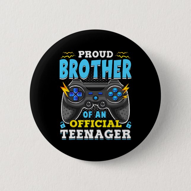 13th Birthday Proud Brother Official Teenager Vide 6 Cm Round Badge (Front)