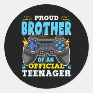 13th Birthday Proud Brother Official Teenager Vide Classic Round Sticker