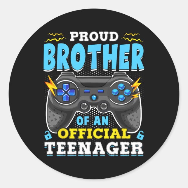 13th Birthday Proud Brother Official Teenager Vide Classic Round Sticker (Front)