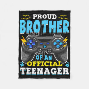 13th Birthday Proud Brother Official Teenager Vide Fleece Blanket