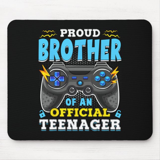 13th Birthday Proud Brother Official Teenager Vide Mouse Mat (Front)