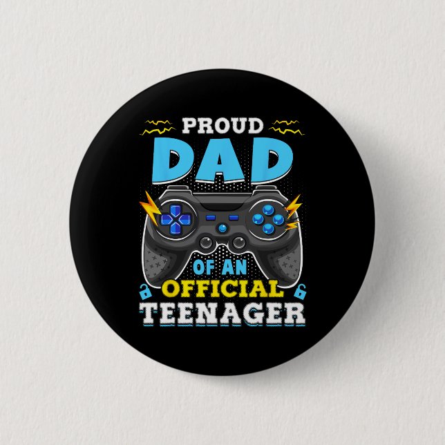 13th Birthday Proud Dad Official Teenager Video Ga 6 Cm Round Badge (Front)