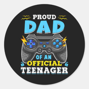 13th Birthday Proud Dad Official Teenager Video Ga Classic Round Sticker