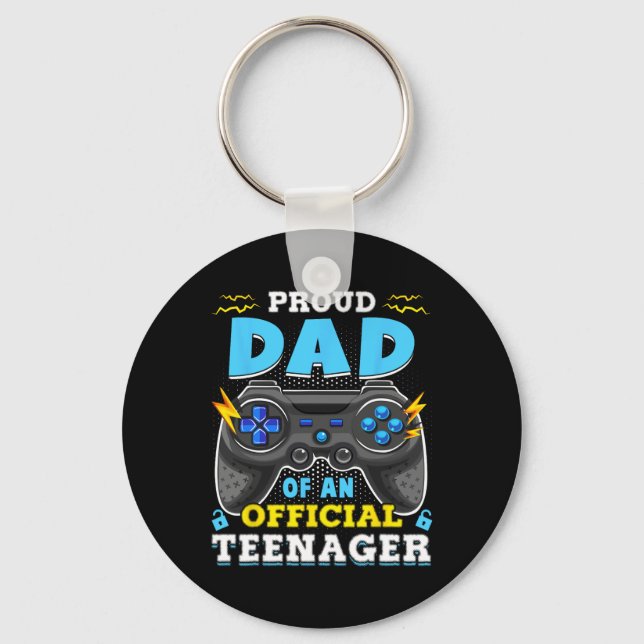 13th Birthday Proud Dad Official Teenager Video Ga Key Ring (Front)