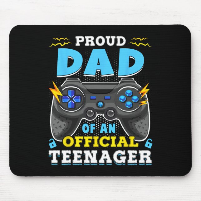 13th Birthday Proud Dad Official Teenager Video Ga Mouse Mat (Front)