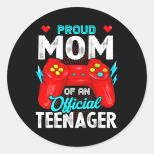 13th Birthday Proud Mom Official Teenager Video Ga Classic Round Sticker