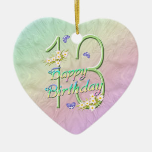 13th Birthday Rainbow Keepsake Heart Ornament