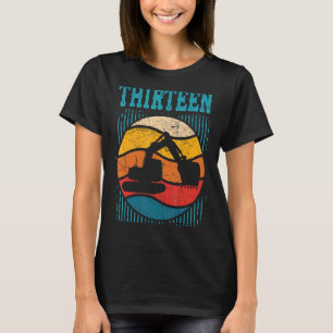 13th Birthday Retro Excavator Construction Vehicle T-Shirt