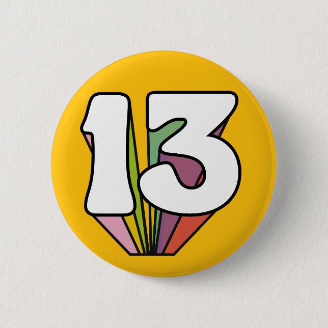 13th Birthday retro groovy teenager teens pin (Front)