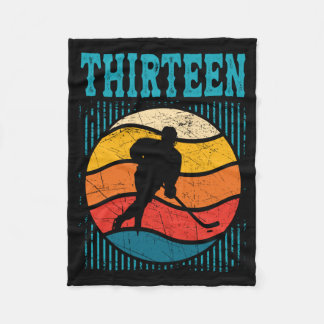 13th Birthday Retro Ice Hockey 13 Years Old Boy Fleece Blanket