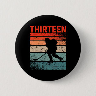 13th Birthday Retro Ice Hockey 13 Years Old Boy Gi 6 Cm Round Badge