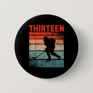 13th Birthday Retro Ice Hockey 13 Years Old Boy Gi 6 Cm Round Badge