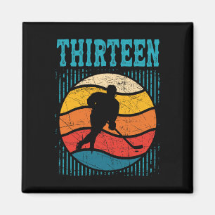 13th Birthday Retro Ice Hockey 13 Years Old Boy Gi Magnet