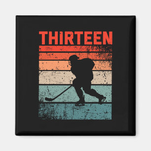 13th Birthday Retro Ice Hockey 13 Years Old Boy Gi Magnet
